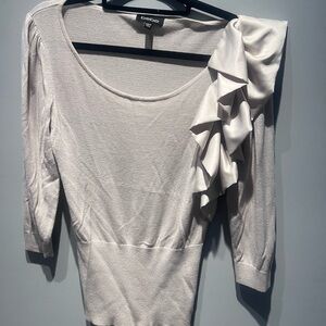 Bebe Ivory Ruffle Accent Blouse